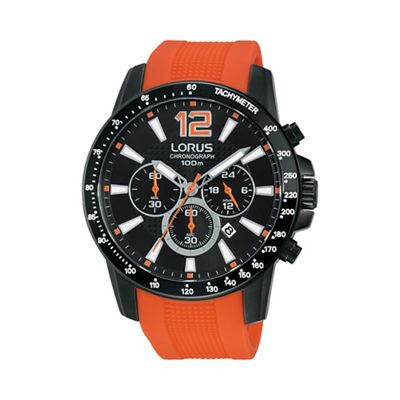 Gents chronograph on orange silicone strap rt357ex9